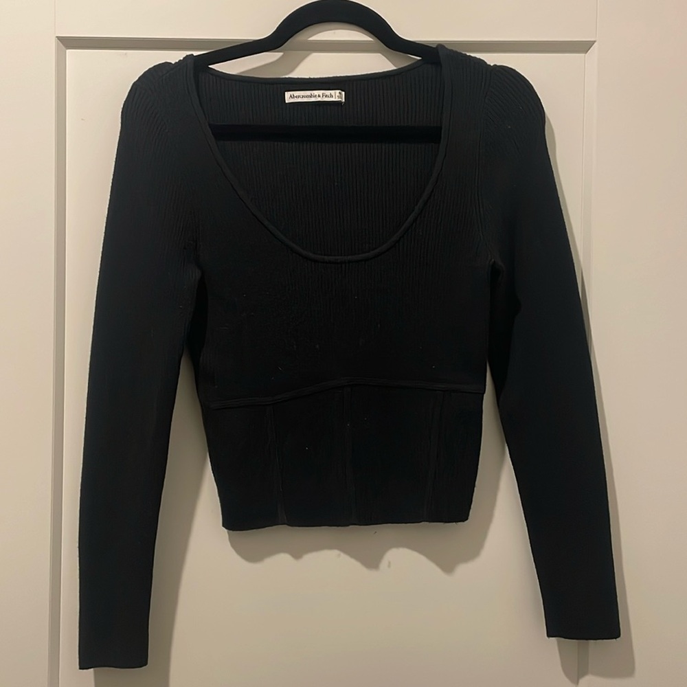 Abercrombie Scoop Neck Corset Sweater Top Sz M